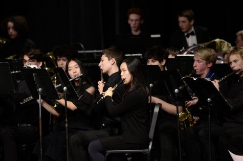 Symphonic Band and Concert Band combined during their performance of, Carol of the Bells.