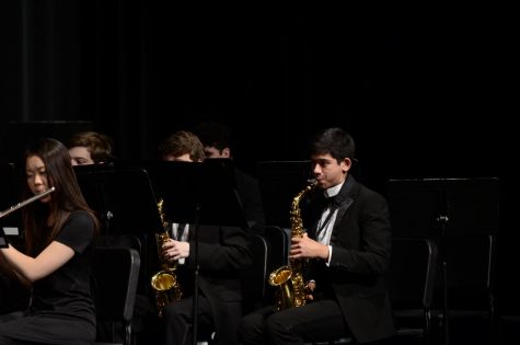 Junior saxophonist Mohnish Judge during the song, Presule, Siciliano, and Rondo.